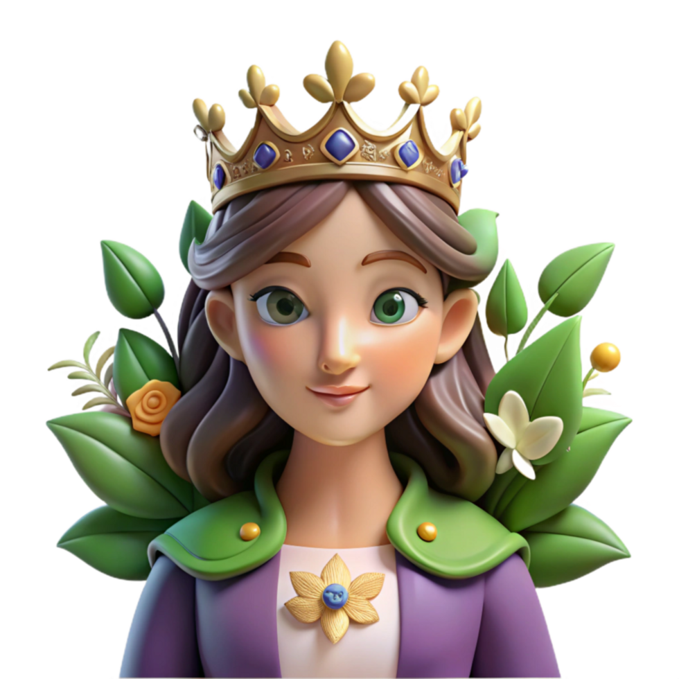 3D Render of a Queen with Flowers png