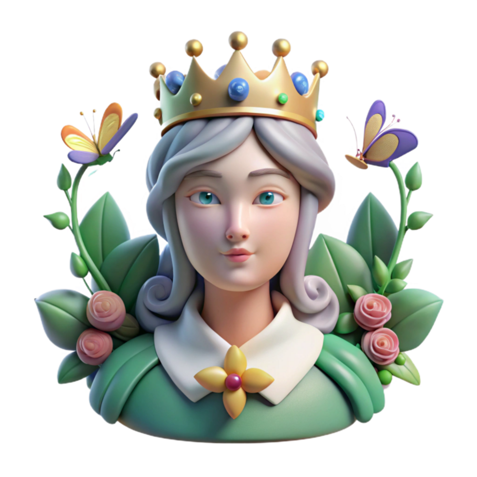 3D Render of a Queen in a Garden png