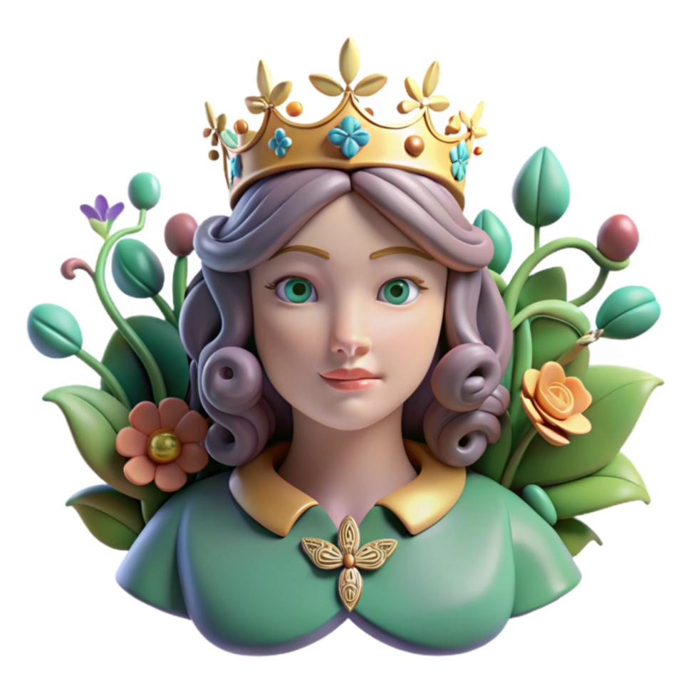 3D Render of a Princess in a Garden png