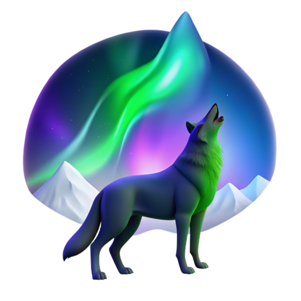 Wolf Howling Under Aurora Borealis png