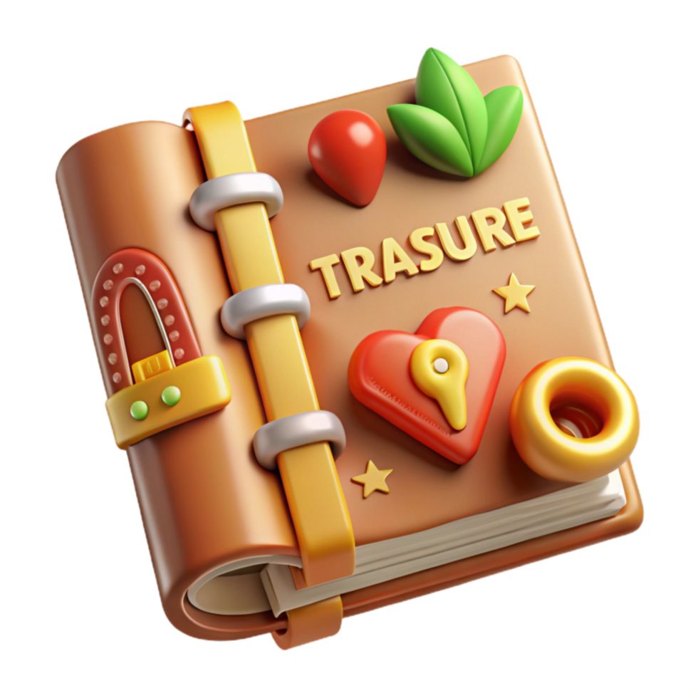 3D Illustrated Treasure Journal A Book of Secrets png