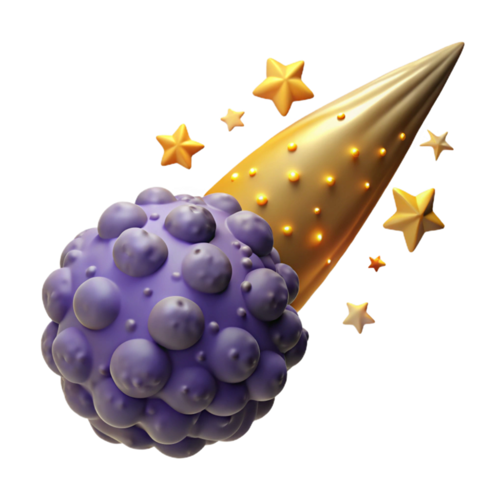 Purple Orb Golden Comet A 3D Render png