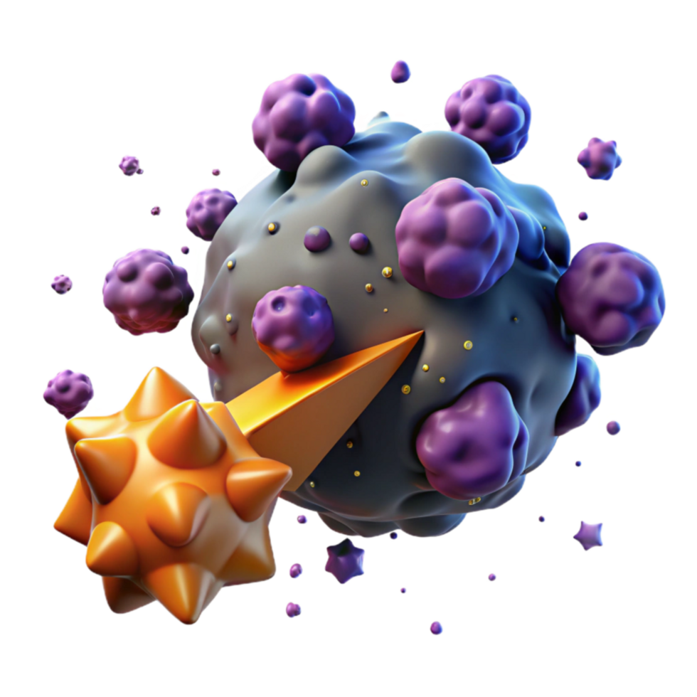 Cellular Attack 3D Render of Immune Response png