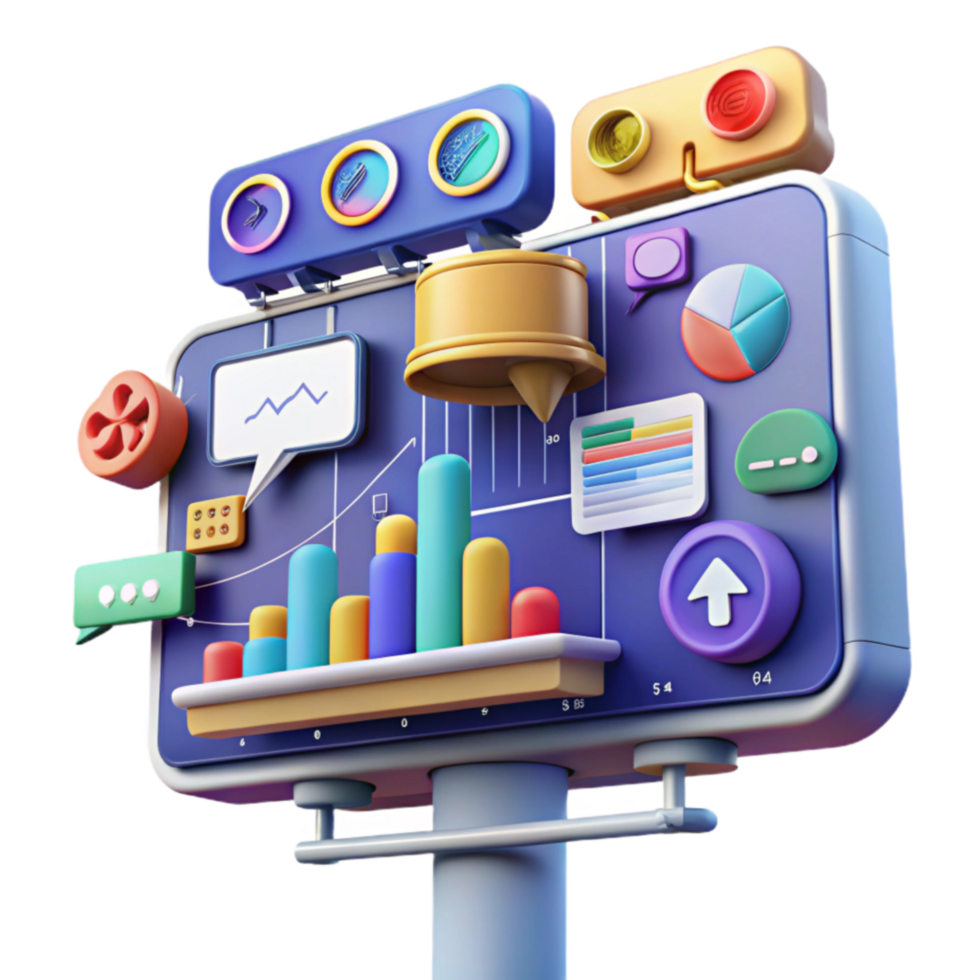 Data Visualization Colorful Charts Graphs on Digital Display png