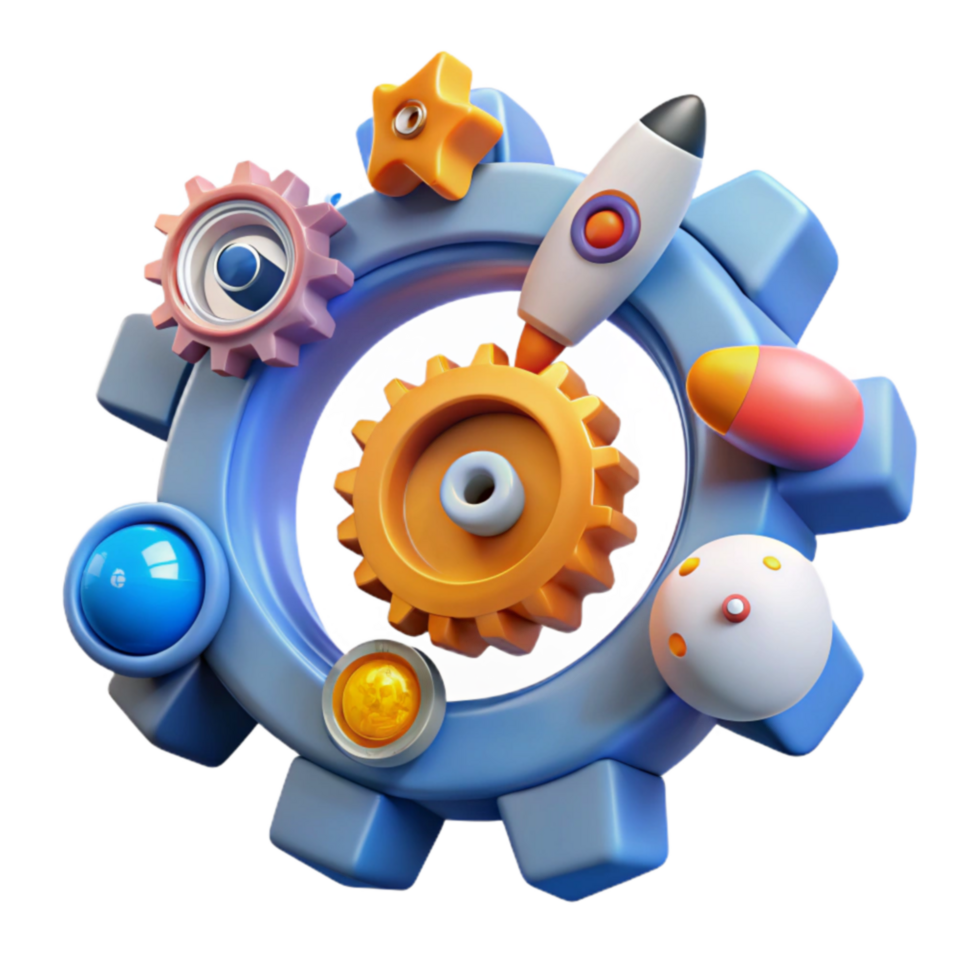 Innovation Gears, Creativity, and Rocket Launch png
