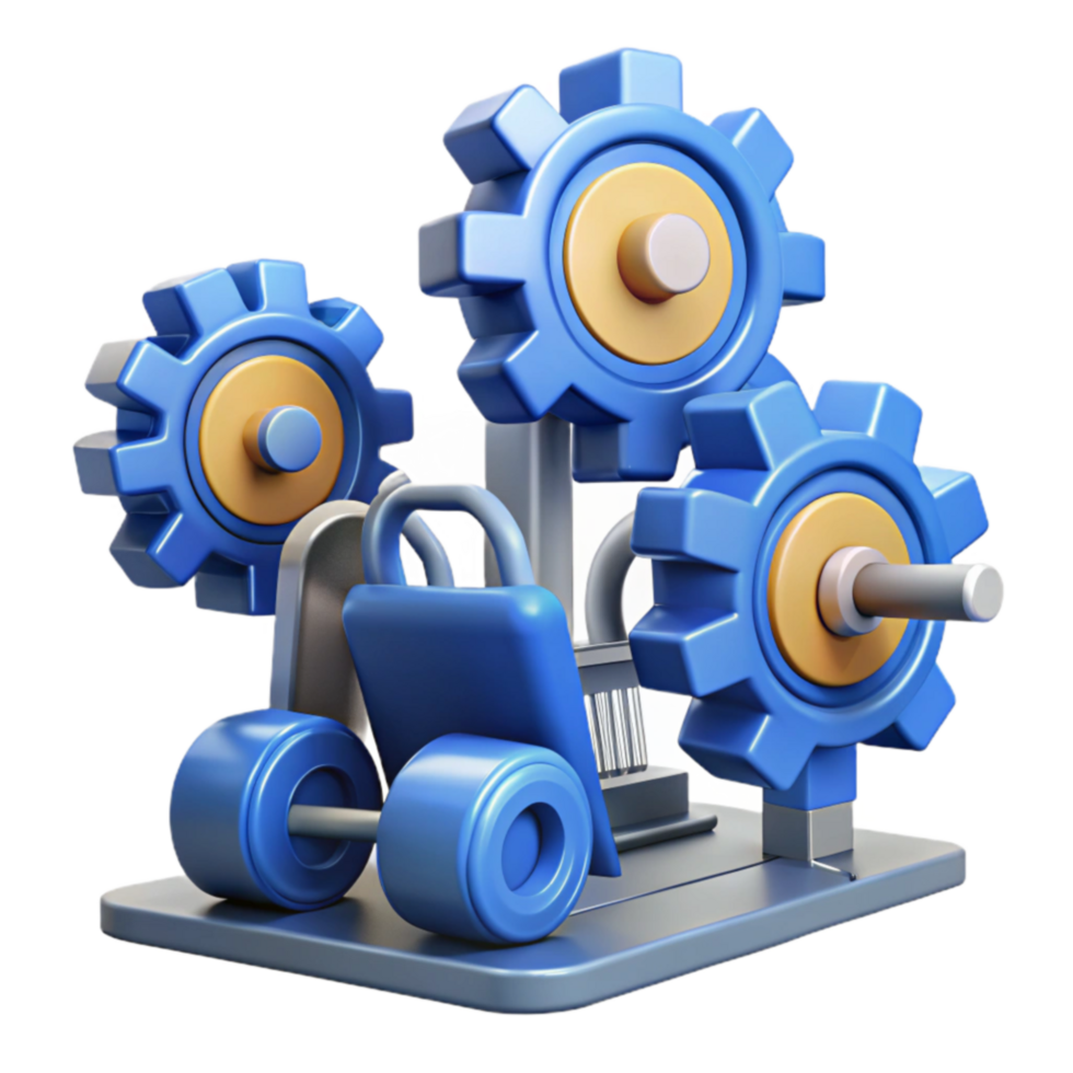 Fitness Machine Efficiency Gears, Dumbbells, and Workout Optimization png