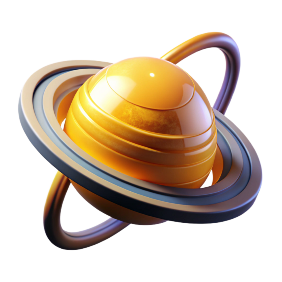 Abstract Planet with Rings 3D Render png
