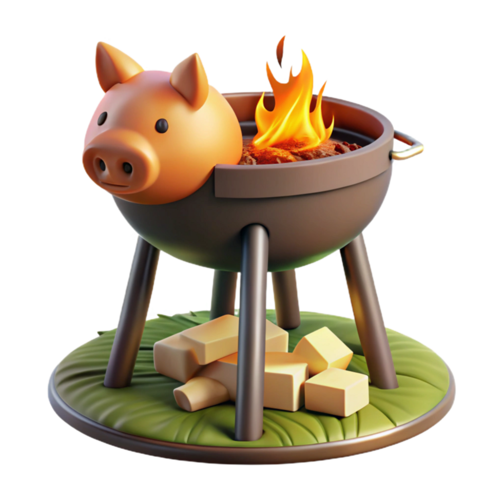Pig-Shaped Grill Summer BBQ Fun png