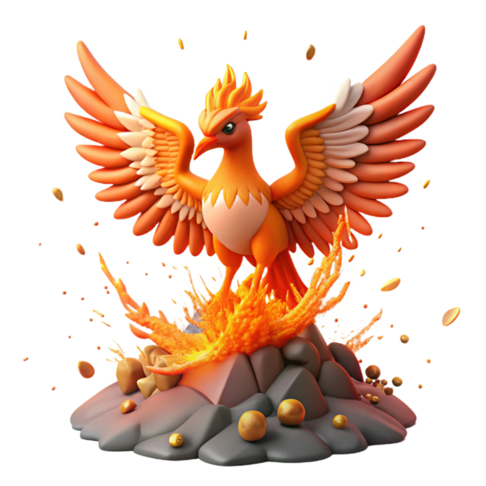 Mythical Firebird 3D Render of Legendary Creature png