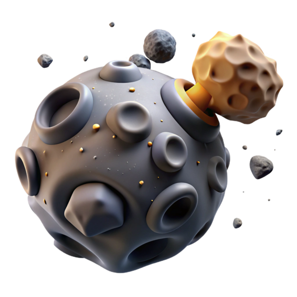 Asteroid Impact 3D Render of Celestial Collision png