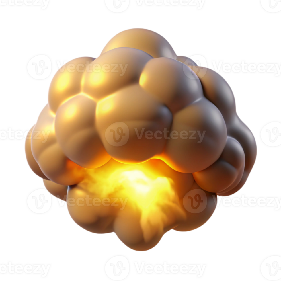 3D Render of a Glowing, Cellular Explosion png
