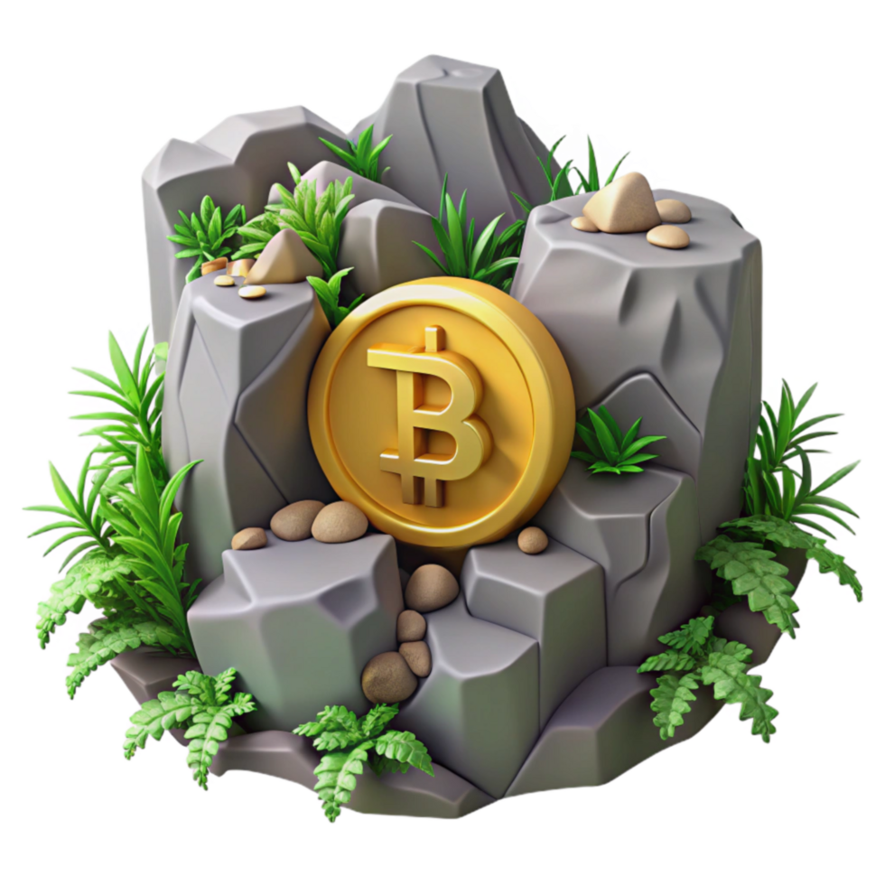 Bitcoin Mining Digital Gold in the Rocky Terrain png