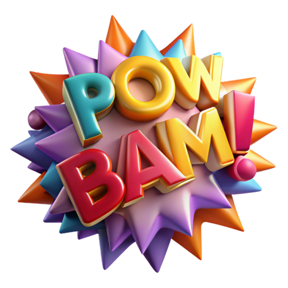 Colorful 3D Pow Bam Explosion png