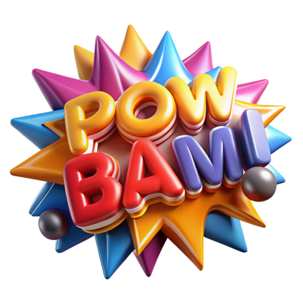 Pow Bam Colorful 3D Explosion png