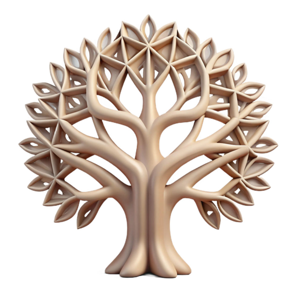 Intricate 3D Tree of Life Sculpture Geometric Art png