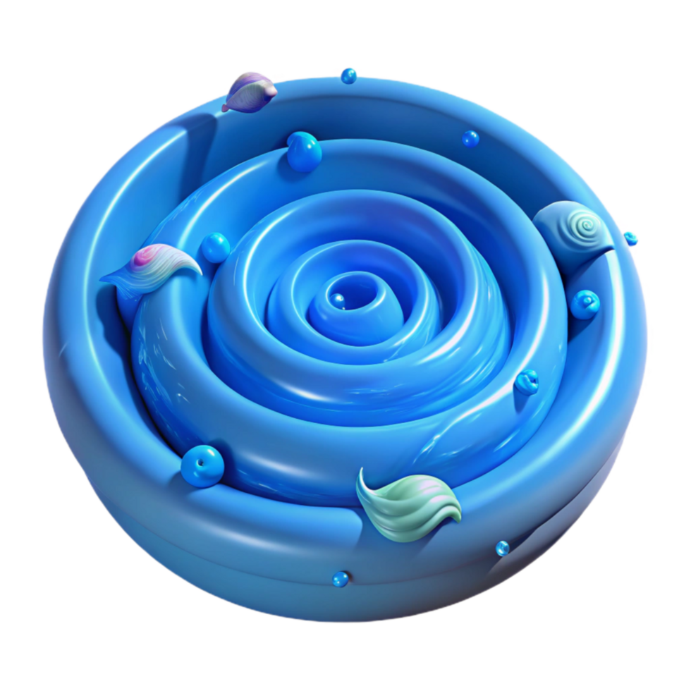 Abstract Blue Swirl 3D Render of Concentric Circles and Organic Shapes png