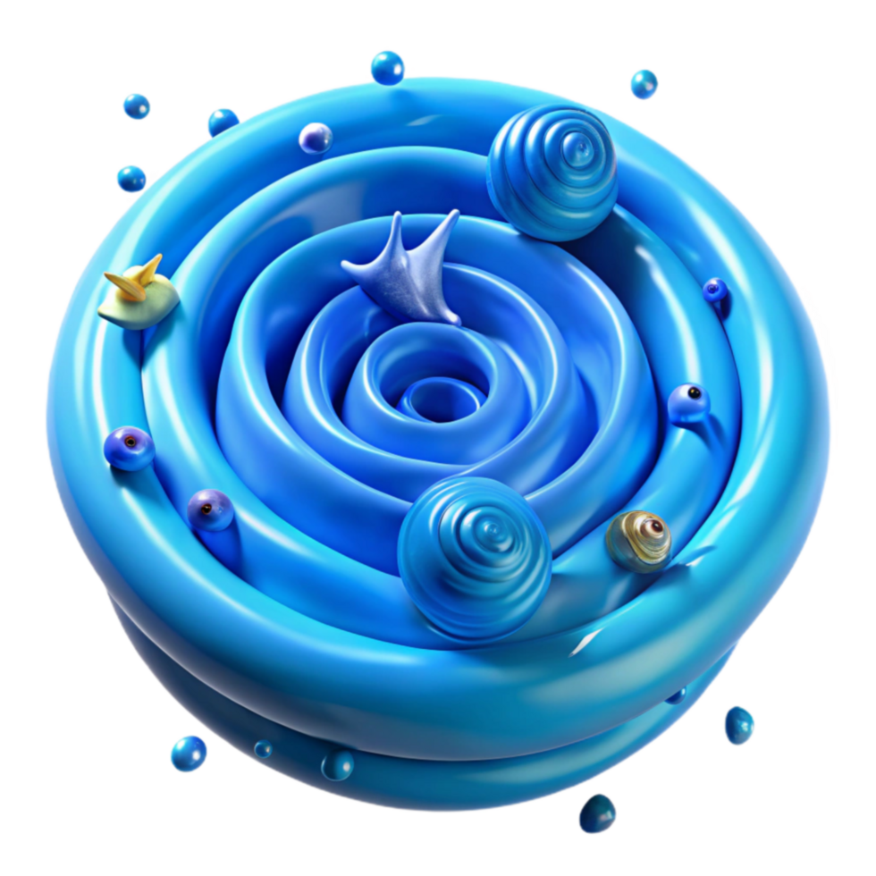 Abstract Blue Swirl with 3D Shapes png