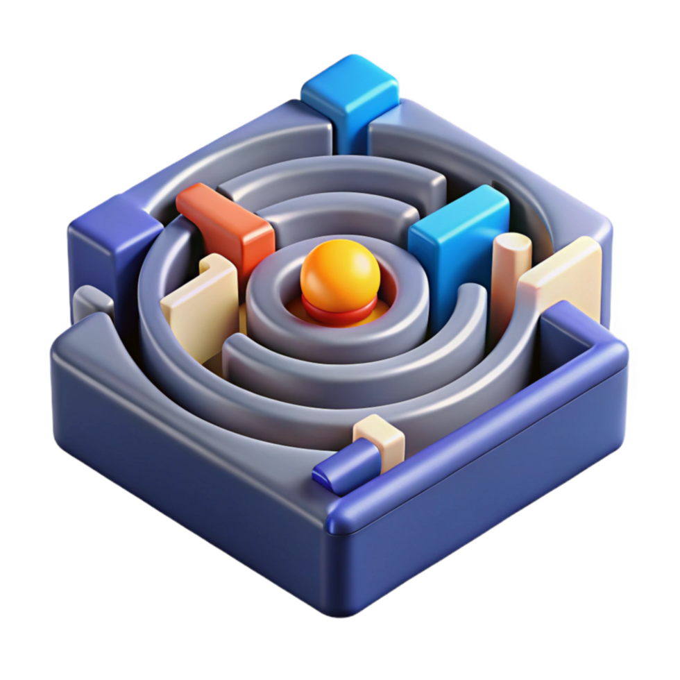 Navigating the Complexities A 3D Maze Metaphor png