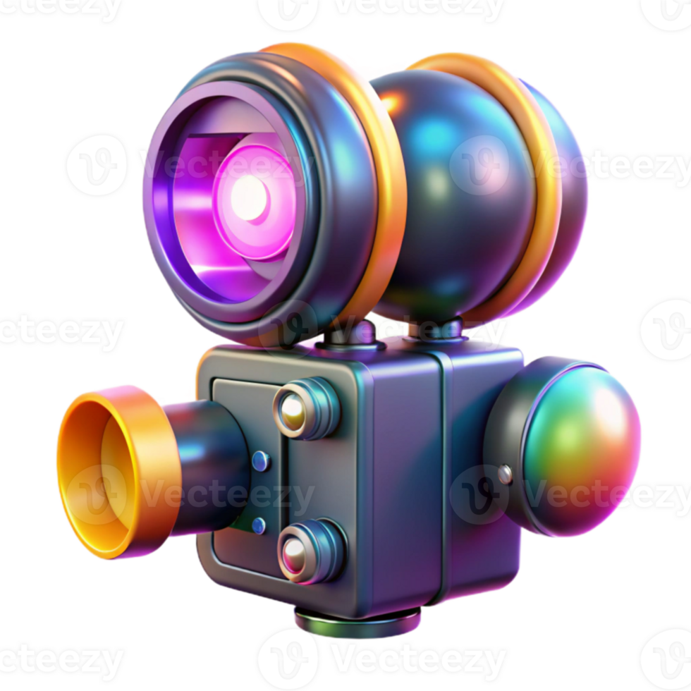 Retro Film Camera Colorful 3D Render png