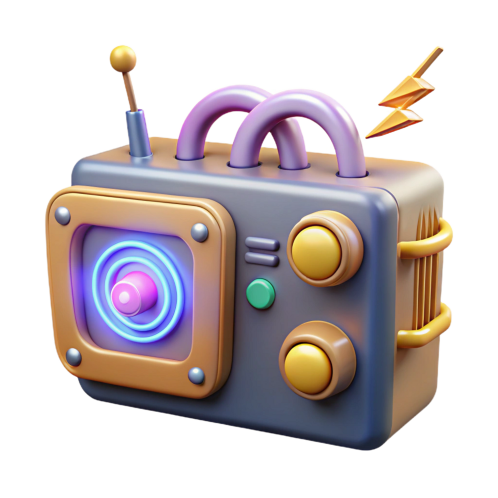 Retro Futuristic Radio Device 3D Render png