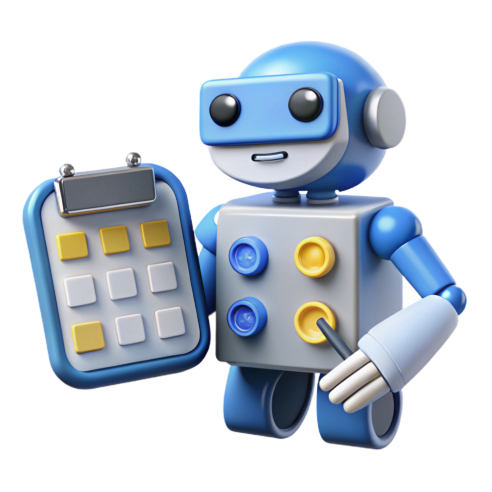 Robot with Calculator Automation Calculation png