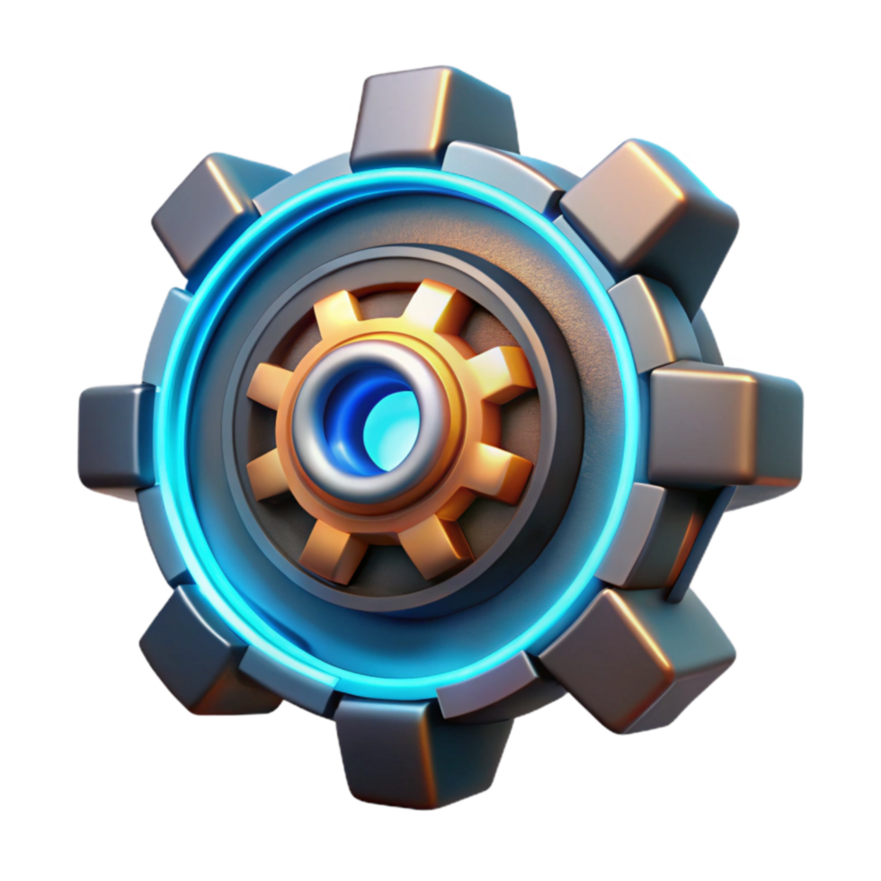 Futuristic Gear 3D Render of Advanced Mechanism png