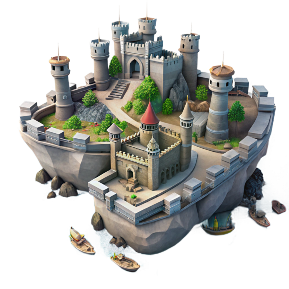 Island Fortress Medieval Castle on Coastal Rock png