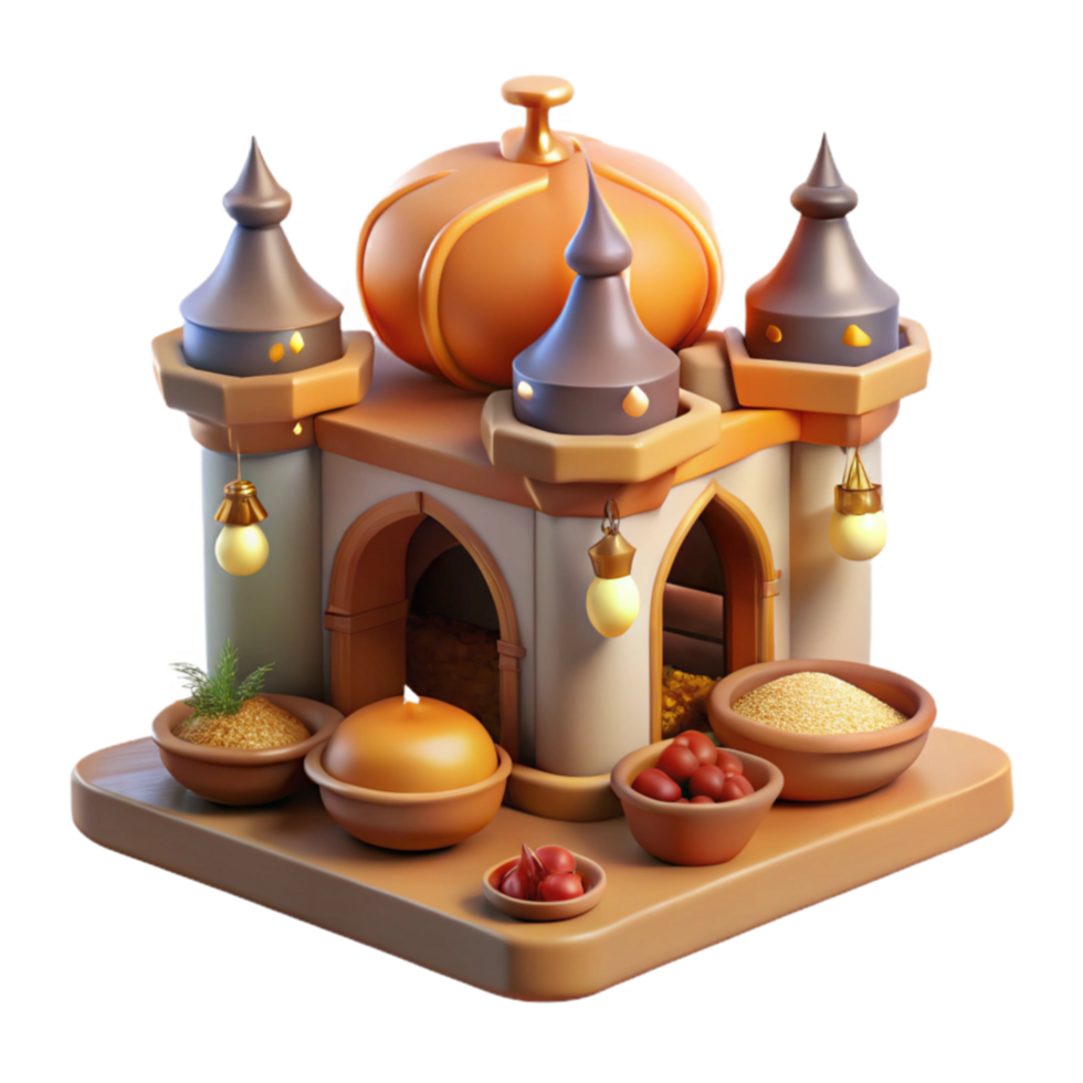 Fantasy Spice Market 3D Render of a Whimsical Shop png