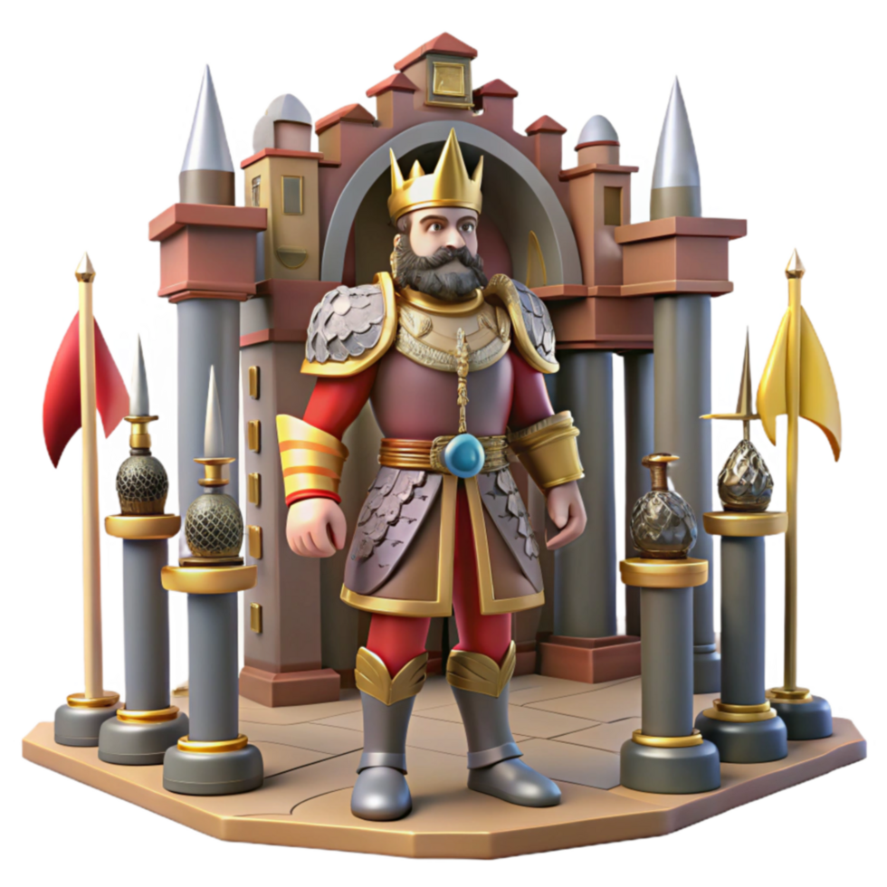 Royal King 3D Model Fantasy Castle Scene png