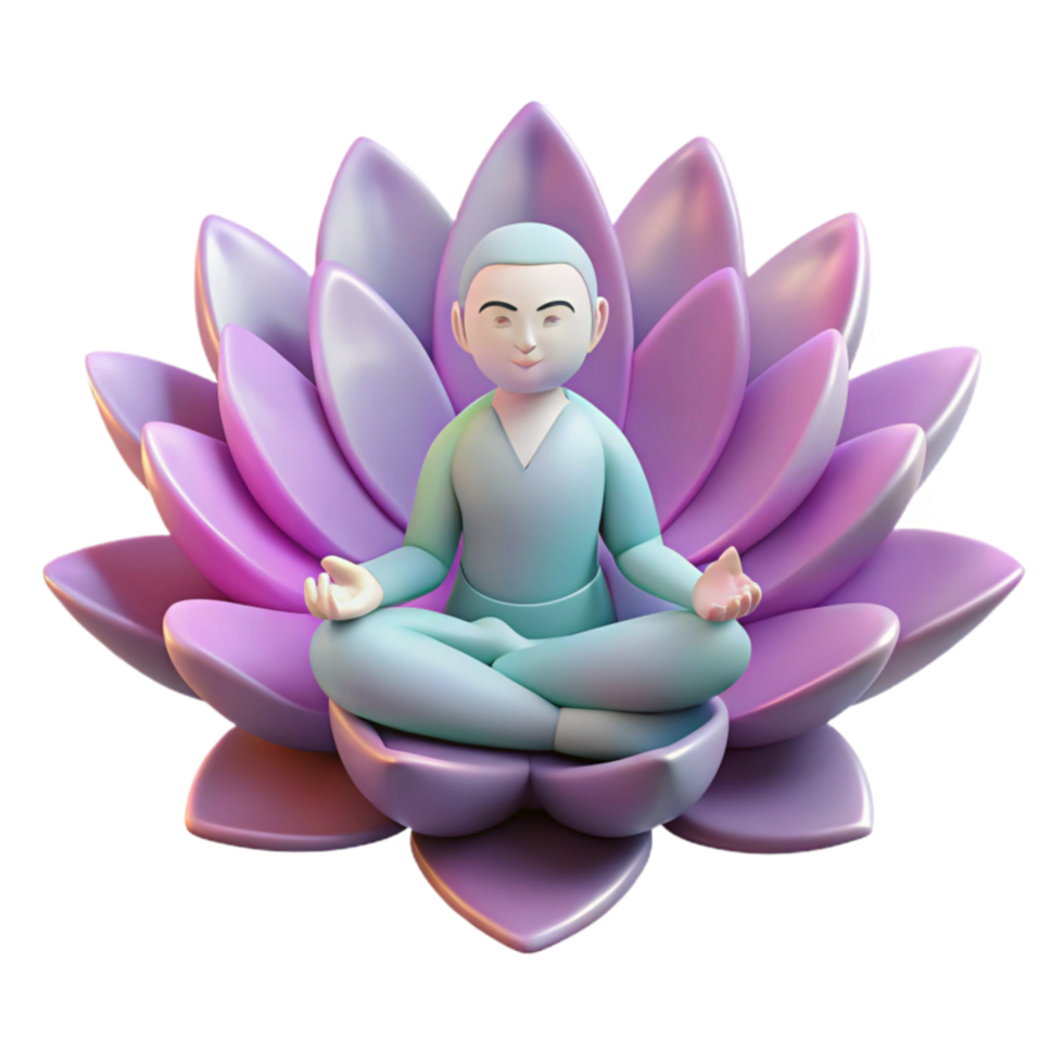 Mindfulness Meditation Lotus Pose, Inner Peace, Serenity, Spiritual Growth, Yoga, 3D Render, Calm, Tranquility, Contemplation, Relaxation png