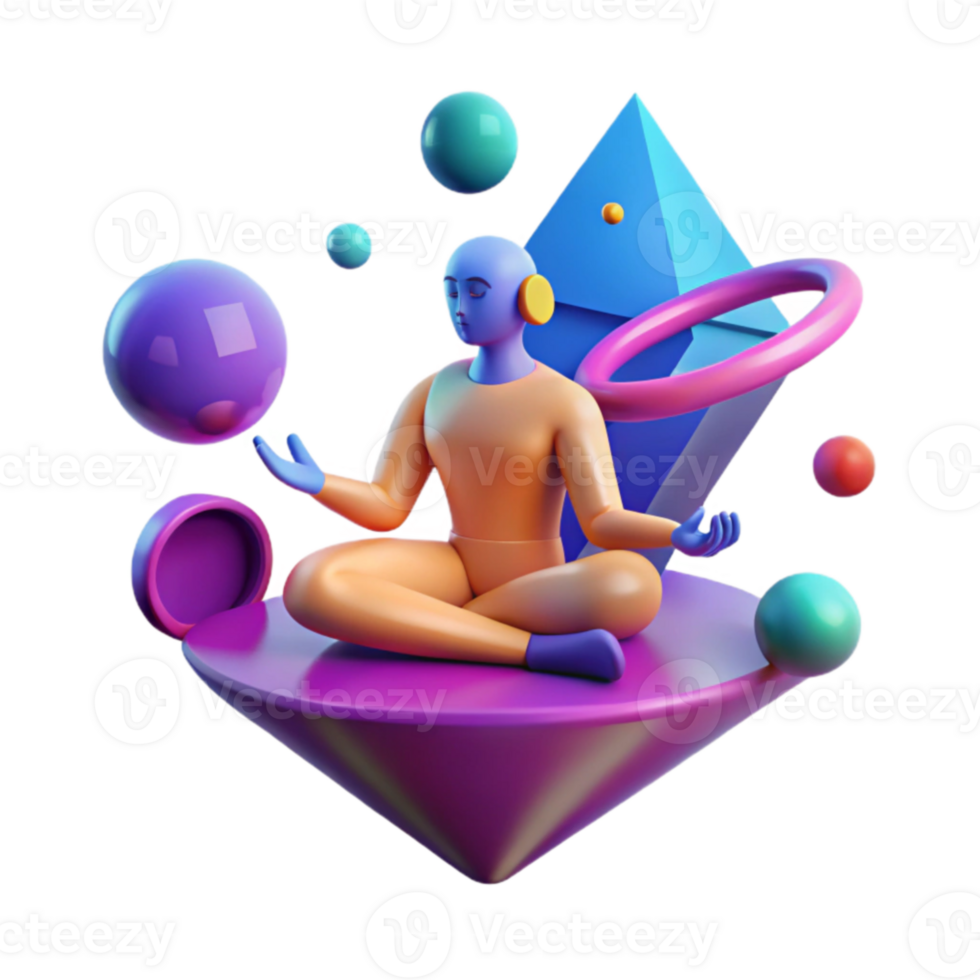 Mindful Meditation 3D Abstract Art png