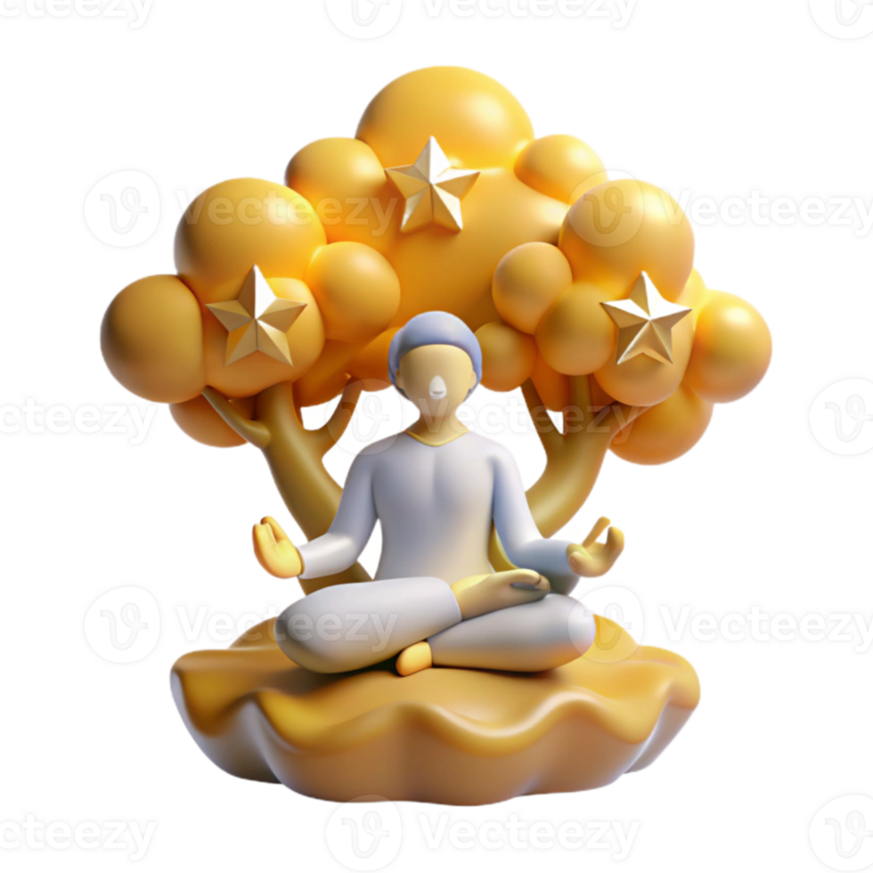 Mindfulness Meditation Under a Starry Tree png