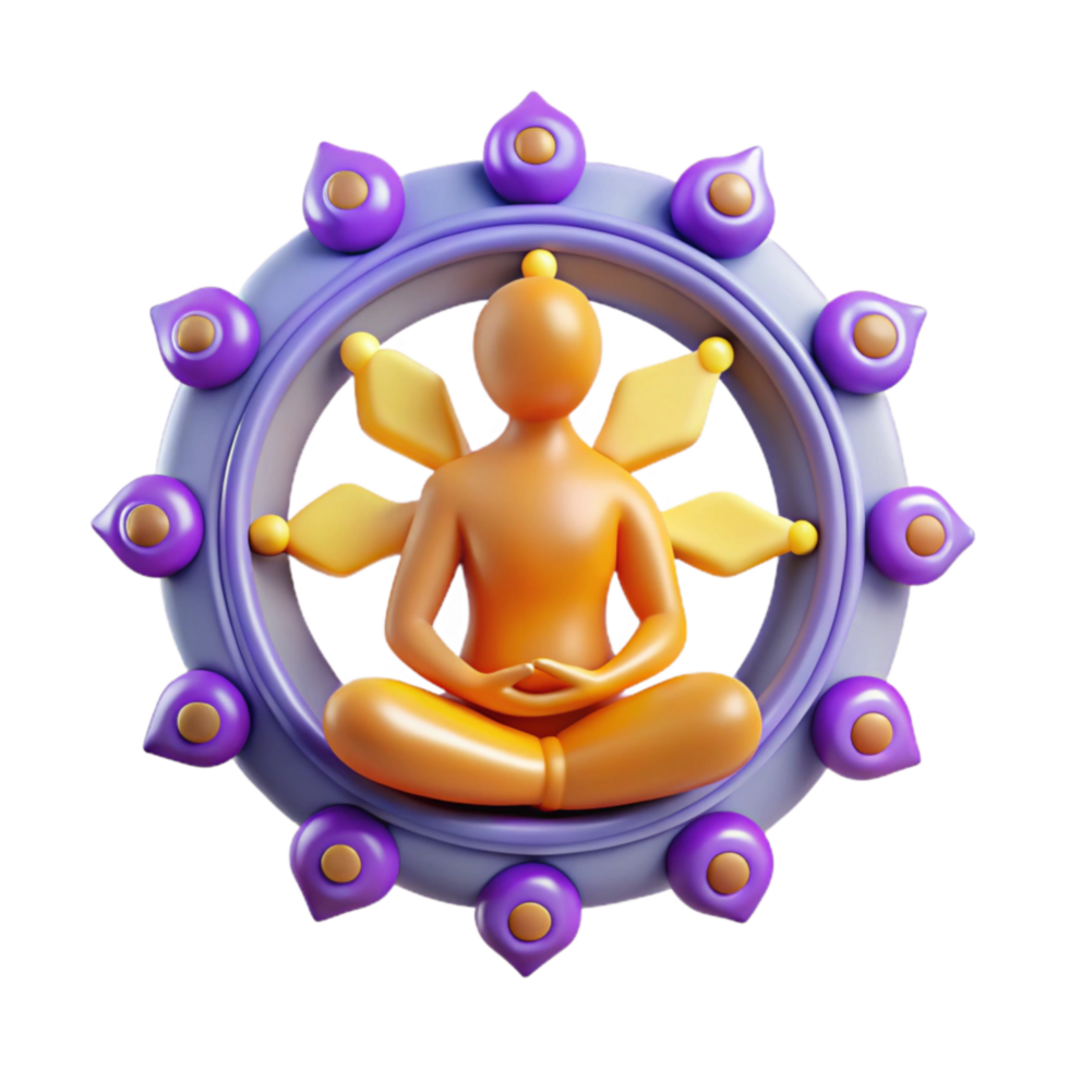 Serene Meditation 3D Render of a Yogi in a Mandala png