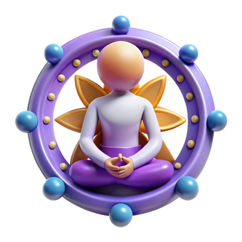 Mindfulness Meditation 3D Render of Serene Figure png