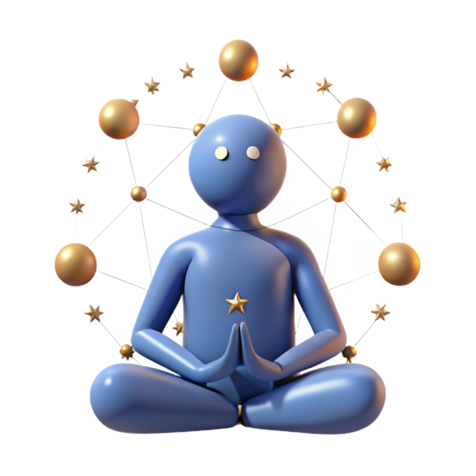 Mindfulness, Meditation, Cosmic Connection, Inner Peace, Spiritual Growth, Starry Network, Yoga, Tranquility, Enlightenment, Celestial Energy png