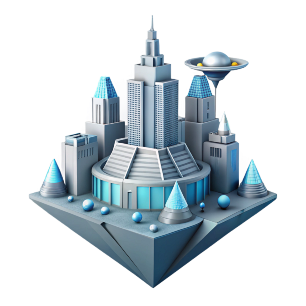Futuristic Cityscape Architectural Design of a Floating Metropolis png
