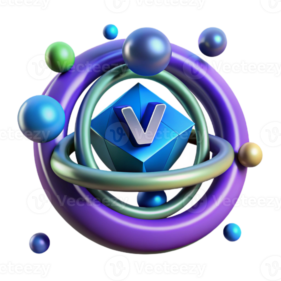3D Orb with Letter V Abstract, Colorful, Sphere Design png