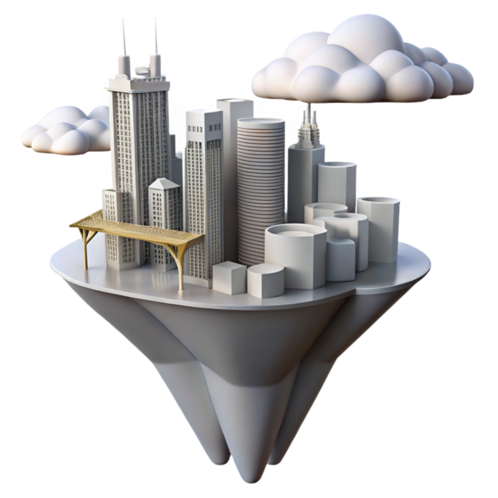Floating City Urban Development in the Cloud png