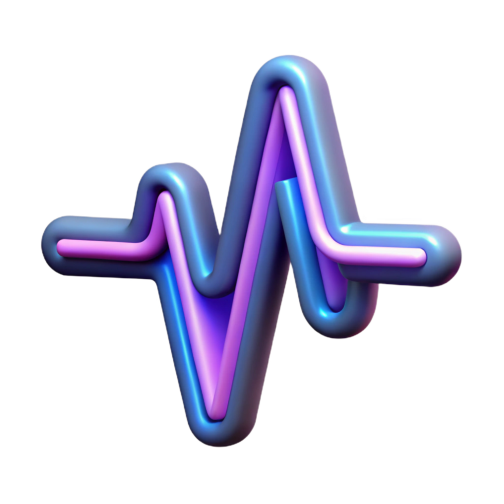 Abstract 3D Waveform Neon Purple and Blue png