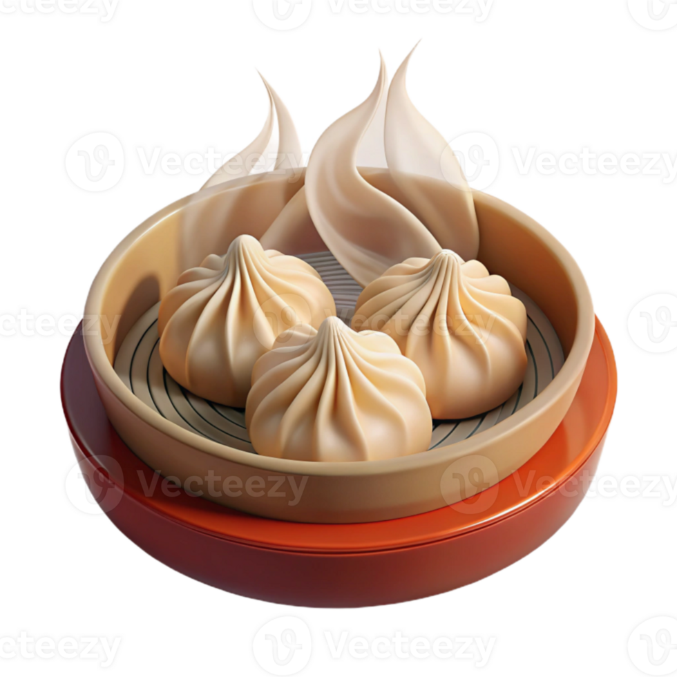 Steamed Dumplings in Bamboo Steamer png