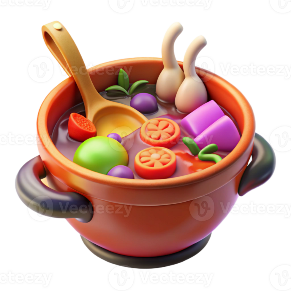 Vibrant Veggie Stew in Clay Pot png