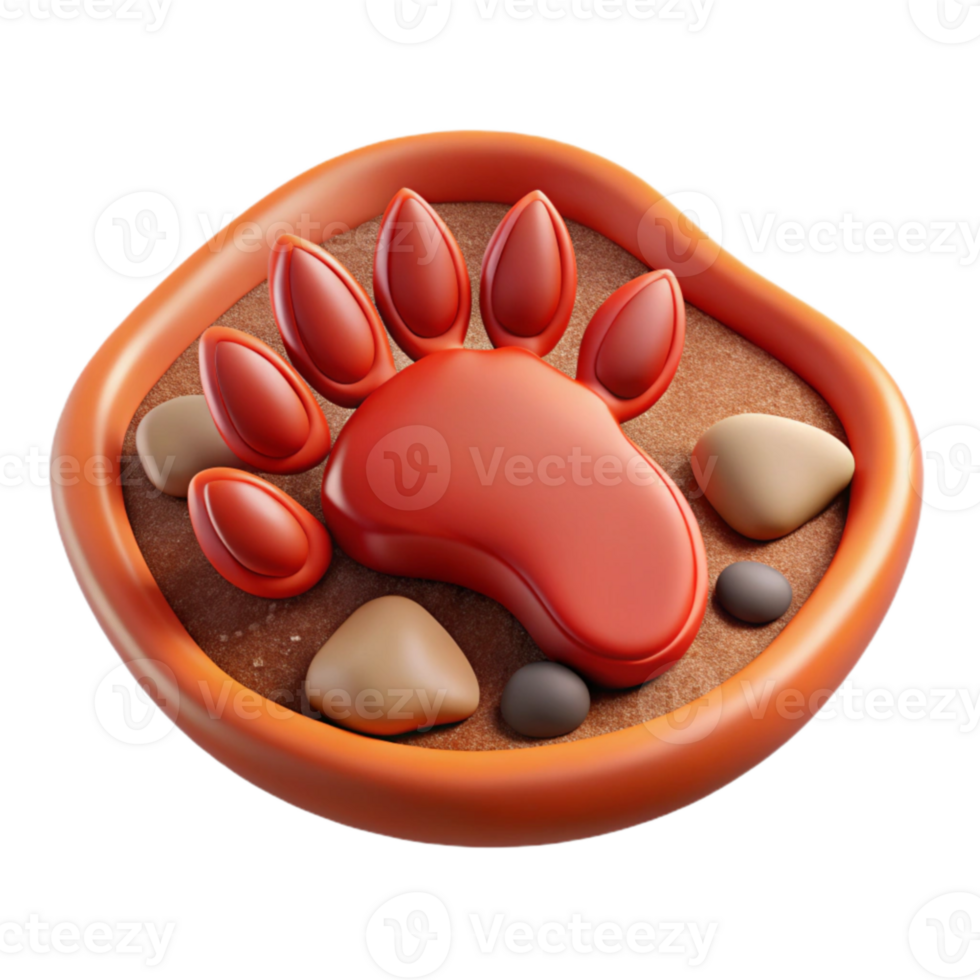 3D Render of Animal Paw Print in Sand png