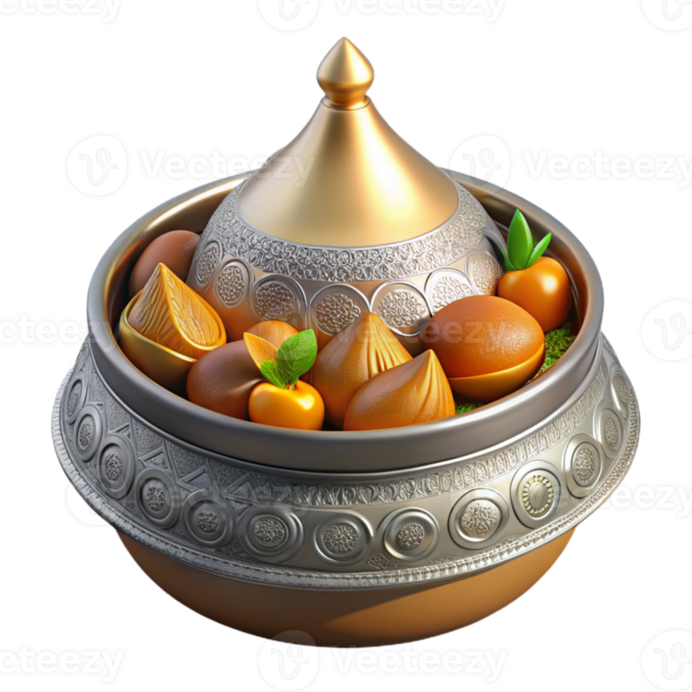 Ornate Bowl of Assorted Nuts and Fruits png