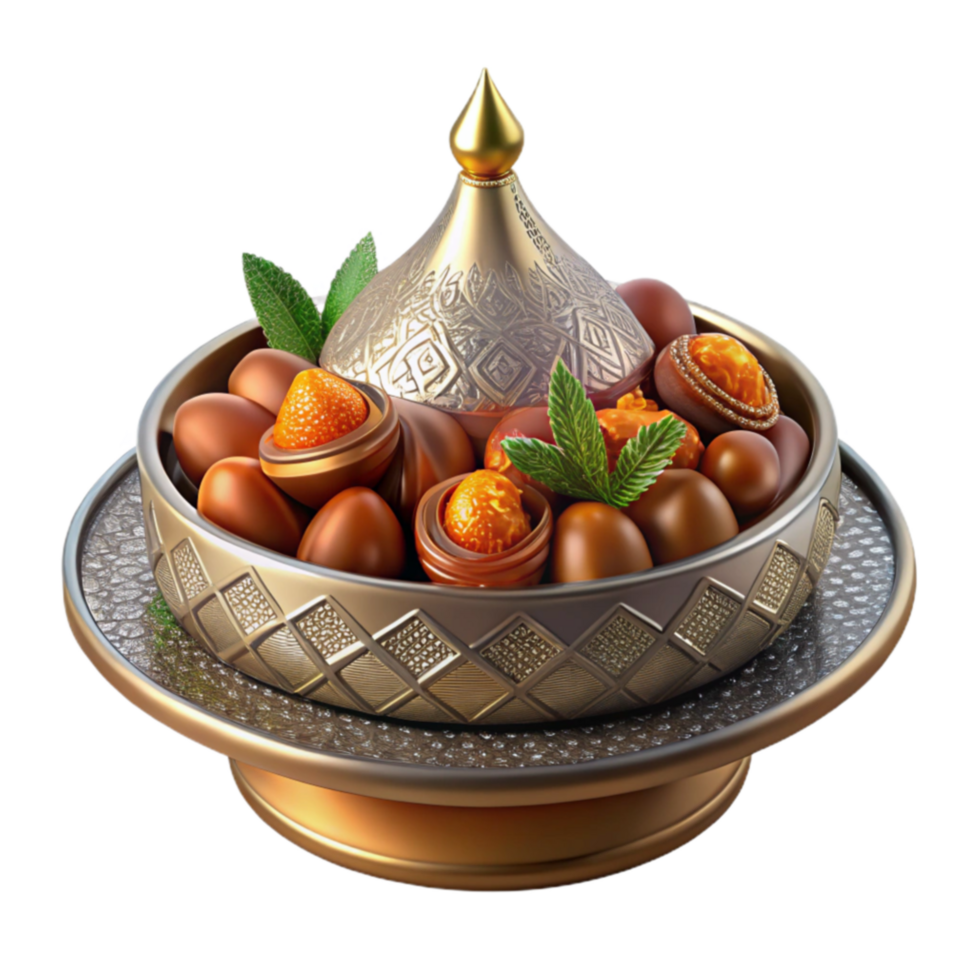 Luxury Chocolate-Covered Nuts in Ornate Bowl png