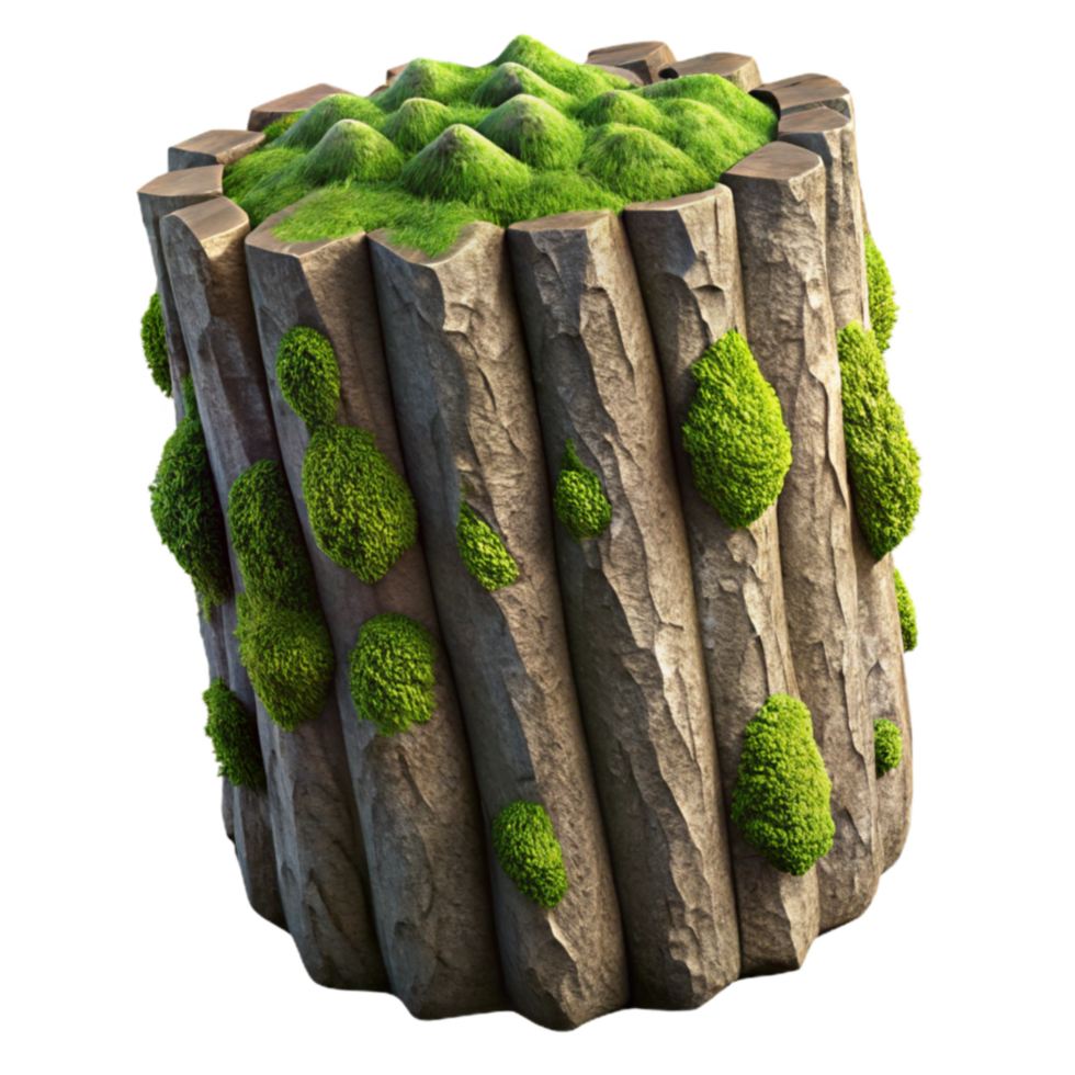 Moss-Covered Stone Column 3D Model png