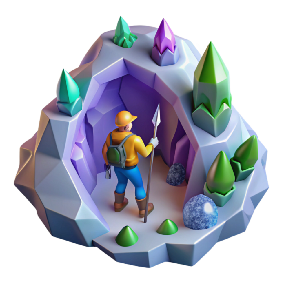 Cave Exploration Gemstone Discovery Adventure png