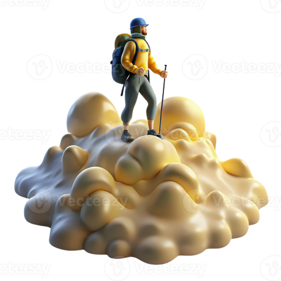 Hiker Conquering Abstract Terrain png