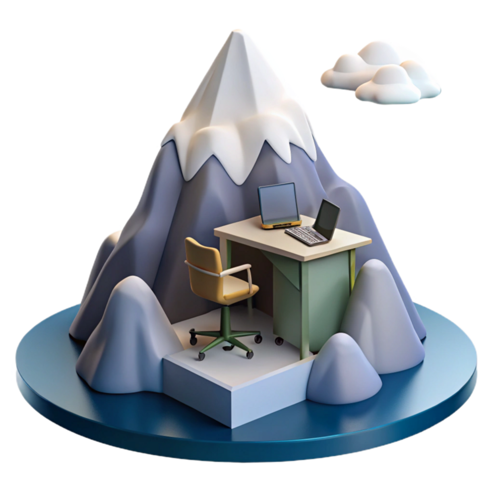 Remote Work Peak Productivity in Mountaintop Office png