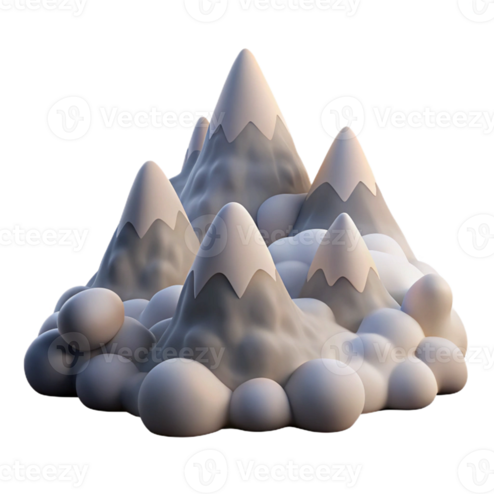 Cartoon Mountain Range in Clouds png