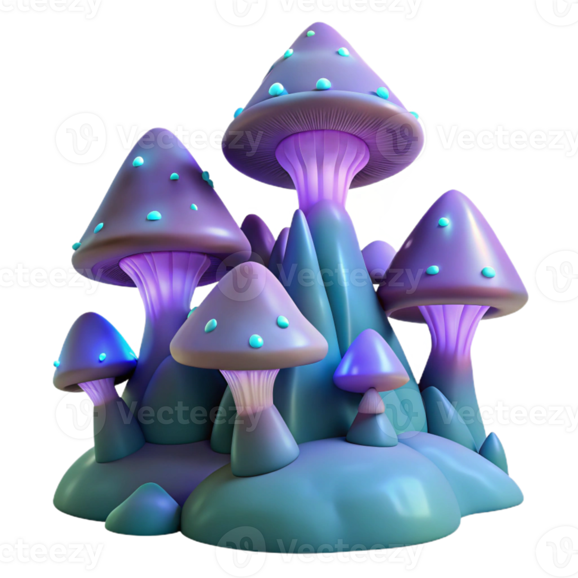 Glowing mushrooms fantasy landscape 56092750 png